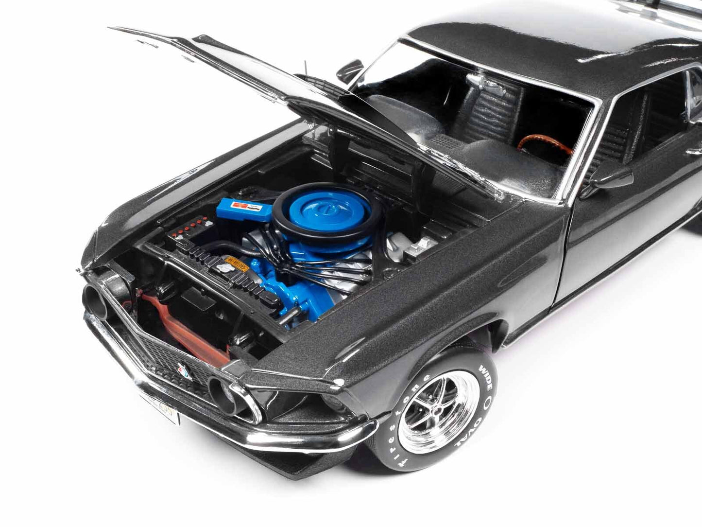 1969 Ford Mustang Dark Gray Metallic with Black Stripes "John Wick" (2014) Movie "Silver Screen Machines" Series 1/18 Diecast Model Car by Auto World