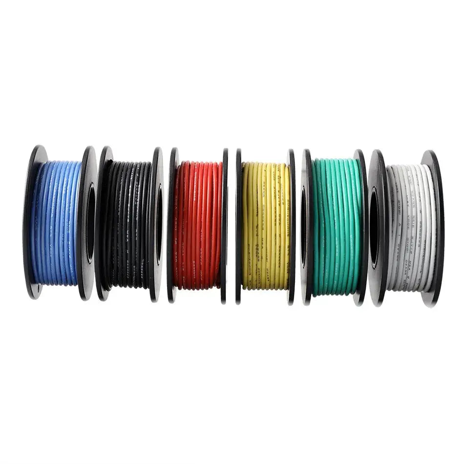 42m/box electronic Stranded Wire 24 AWG UL3132 Flexible Silicone Electrical Wire Rubber Insulated Tinned Copper 300V 6 Colors Swinto Mart