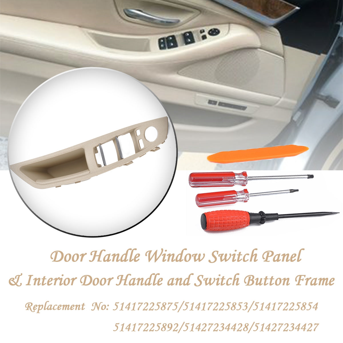 1Set Door Handle Window Switch Panel for BMW 5 Series 520 523 525 F10 F11 51417225873 A1880 beige